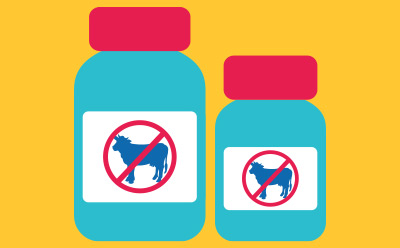 Animal Free Product Bottles Colorful drawing of bottles with animal component free symbols