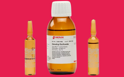 Dimethyl sulfoxide on red background Dimethyl sulfoxide on red background