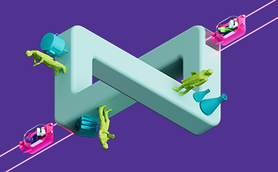 画面中的 3D 字母 "N "采用了鲜艳的茶色。微型人物在 "N "的各个部分攀爬和悬挂,每个人都配备了攀爬工具和绳索。 画面中的 3D 字母 "N "采用了鲜艳的茶色。微型人物在 "N "的各个部分攀爬和悬挂,每个人都配备了攀爬工具和绳索。