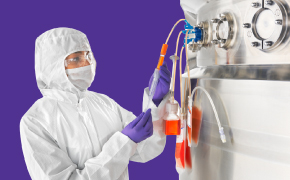 <p>Closed Sampling</p>
Operator Performing Aseptic Sampling from a Bioreactor