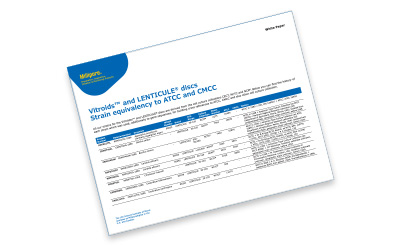 Strain equivalency to ATCC and CMCC Microbiology Standards - Vitroids™ and LENTICULE® discs save time and costs as it eliminates the need for preparing stock cultures.