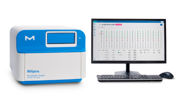 FemtoQuest™ system with SMC® technology FemtoQuest<sup>™</sup>仪器,除配备计算机系统外,采用SMC<sup>®</sup>免疫检测平台。