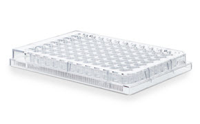Millicell® Ultra-low Attachment Plates Millicell<sup>®</sup> ULA 板是一种可靠的三维细胞培养工具,可促进球形细胞的无支架自组装。这种 96 孔 U 底板是透明的,由具有高光学清晰度的材料制成,可同时进行明视野和荧光成像。孔以 8x12 的网格格式排列,每个孔的底部都是圆形,适合在三维细胞培养中形成球体。平板侧面有字母数字标签,便于识别各个孔。平板的背景为白色,无任何特征。