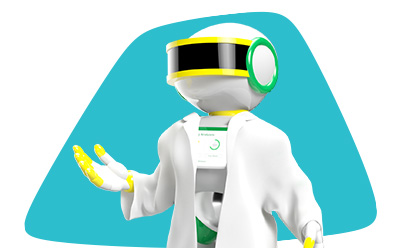 User Reference A stylized illustration of a robot with a white and green color scheme, holding a paper airplane in its right hand. The robot has a round head with a visor-like eye, and its body appears to be made of various geometric shapes. The background is a simple blue with rounded corners.