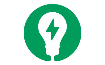Energy & Water Efficiency green icon with representation of a shipping box
