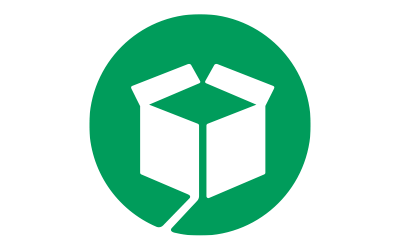 Packaging Improvements green icon with representation of a shipping box