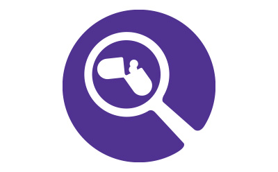 An illustration against a purple background features a capsule formulation depicted in white, opened from the center to reveal the excipients inside. This pictogram signifies excipients as a potential source of contamination from elemental impurities
