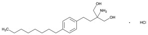 Fingolimod HPLC Assay and Impurity Profiling Methods Following United States Pharmacopeia Monograph Guidelines Using a Purospher STAR C18 Column and UV Detection Chemical structure diagram featuring a benzene ring connected to an eight-carbon chain with alternating single and double bonds, ending in an amine group (NH2) bonded to a carbon atom that also has two hydroxyl groups (OH), accompanied by hydrochloric acid (HCl).
