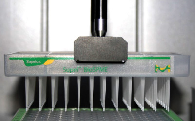 Supel™ BioSPME 96-Pin Device on Automated Liquid Handing System. Supel™ BioSPME 96-Pin Device on Automated Liquid Handing System.