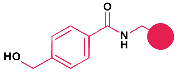 Aromatic Fmoc SPPS Linker for Peptide Alcohol Chemical structure of a dimethoxy-substituted aryl amide linker used for peptide attachment in Fmoc solid-phase peptide synthesis.