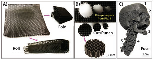 graphene-structures 来自3D打印石墨烯墨水的石墨烯结构是柔性的