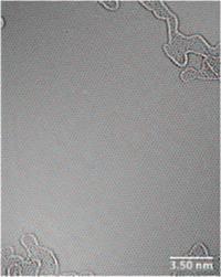 HRTEM image of a CVD monolayer graphene film HRTEM image of a CVD monolayer graphene film