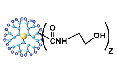Schematic of PAMAM dendrimers with various surface functionalities. - D Amidoethanol(AmE)<br>(Neutral Dendrimer)