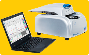 GDS Rotor-Gene® Q thermocycler and laptop with pre-installed Rotor-Gene® Q software used to run Assurance® GDS PCR assays GDS Rotor-Gene® Q thermocycler and laptop with pre-installed Rotor-Gene® Q software used to run Assurance® GDS PCR assays