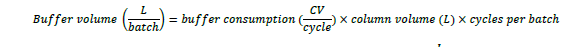 Buffer Volume Equation Buffer volumes required depends on buffer consumption, CV, and cycles per batch.