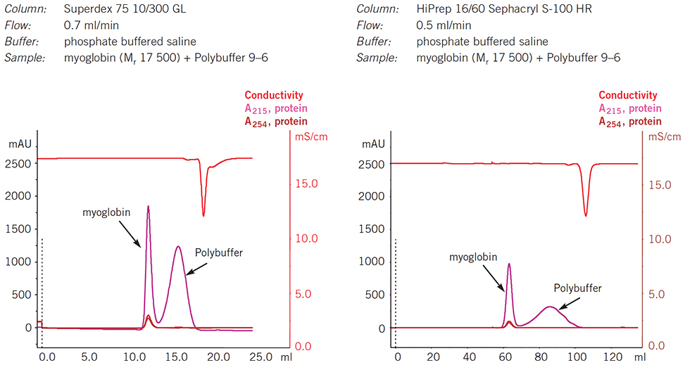 Separation of Polybuffer from protein using gel filtration Separation of Polybuffer from protein using gel filtration