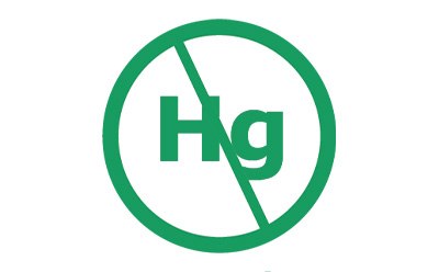 Hg-free icon representing sustainability through no mercury use