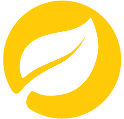 A white graphic of an office surrounded by a yellow circle.