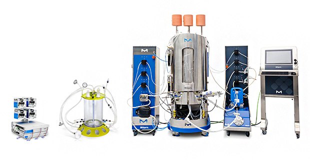 Image showing bioprocessing single-use bioreactors of different sizes.