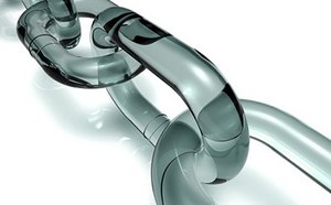 Clear chain Image of plastic chain made from specialty polymer called thermoset used in high structural strength applications.