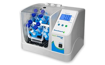 Product photo showing a tube rotator with incubator.