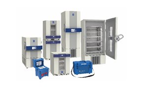 B Medical Systems refrigeration enclosures and panels in various sizes, featuring blue labels. B Medical Systems refrigeration enclosures and panels in various sizes, featuring blue labels.