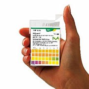 MQuant® pH test strips and their container.