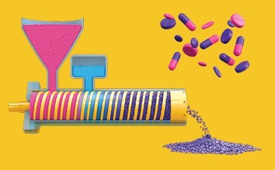 Schematic image of a continuous manufacturing process.