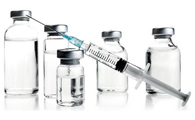Injectable biologic drugs with syringe  