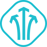 Icon with three upward arrows inside a shield-like shape