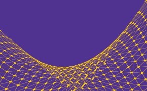 A yellow grid on a purple background, representing a polymeric matrix.