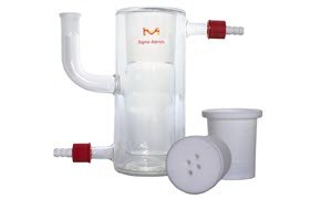 Synlectro electrochemistry platform cell with PTFE stopper and sleeve with holes for up to four electrodes to pass through.