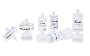 Range of Milli-Q Application Paks: Millipak, sterile Millipak Gold, Biopak, VOC-Pak, EDS-Pak, LC-Pak