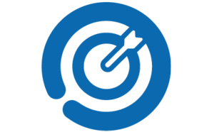 Icon of arrow in bulls’ eye of a target, representing high performance