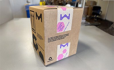 Corrugated box representing sustainable forestry-certified packaging at Molsheim site. Corrugated box representing sustainable forestry-certified packaging at Molsheim site.