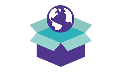 Purple globe floating ontop of an open box. Purple globe floating ontop of an open box.