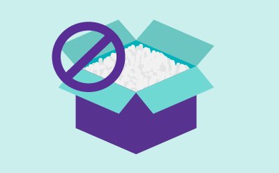 SWITCH Pillar icon: Open box with styrofoam, crossed circle suggests replacing harmful materials with more sustainable ones. SWITCH Pillar icon: Open box with styrofoam, crossed circle suggests replacing harmful materials with more sustainable ones.