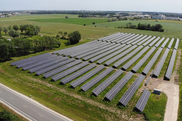 7,000 solar panels installed at our Sheboygan, Wisconsin site. This project added 2.25 megawatts to the grid across 11 acres of land. A field of solar panels