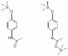 Main product and by-product of the acetaminophen silylation Main product and by-product of the acetaminophen silylation