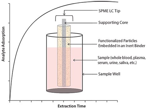 Adsorption Mechanism behind BioSPME Extraction of Analytes from Biological Fluids
