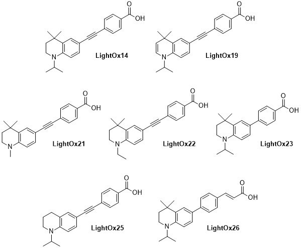 Chemical structures of LightOx fluorescent retinoid probes.