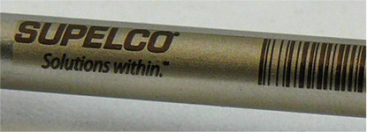 FLM Carbopack X Tube with a Barcode and a Unique ID Number FLM Carbopack X Tube with a Barcode and a Unique ID Number