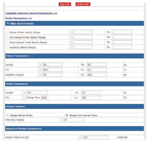 Design Parameters Showing Selection of Sense and Anti-sense Probe Design.