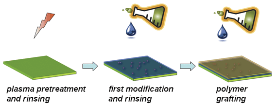 Schematic of the PDMS surface hydrophilization process. Schematic of the PDMS surface hydrophilization process.