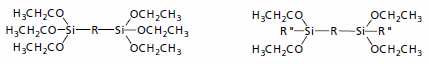 Examples of a 6-arm and a 4-arm Bridging Silsesquioxane. Examples of a 6-arm and a 4-arm Bridging Silsesquioxane.