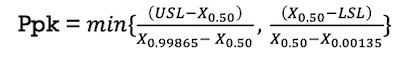 For non-normally distributed monitoring process parameter, Ppk will be calculated using this equation.
