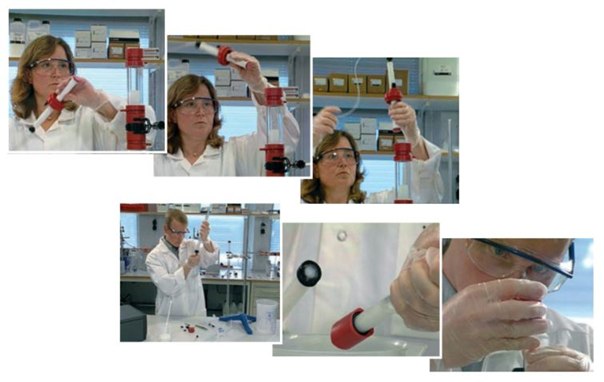 Column packing in progress. Column packing in progress.