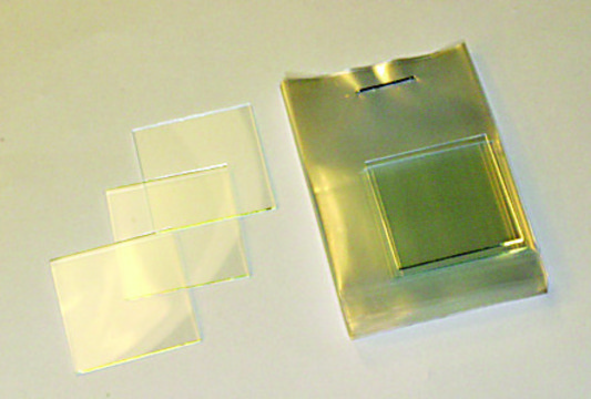 Indium tin oxide coated glass slide, square surface resistivity 30-60 Ω/sq, slide