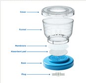 EZ-Fit® filtration unit with absorbent pad pore size 0.45 μm, mixed cellulose esters (MCE) membrane, white filter, volume 100 mL, pkg of Single packaging (EFHAW100I), pkg of Bulk packaging (EFHAW100B), suitable for (suitable for solid and liquid cultivation)