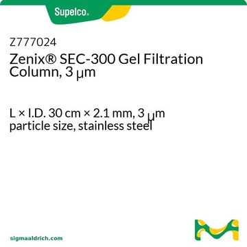 Zenix® SEC-300 Gel Filtration Column, 3 μm L × I.D. 30 cm × 2.1 mm, 3 μm particle size, stainless steel